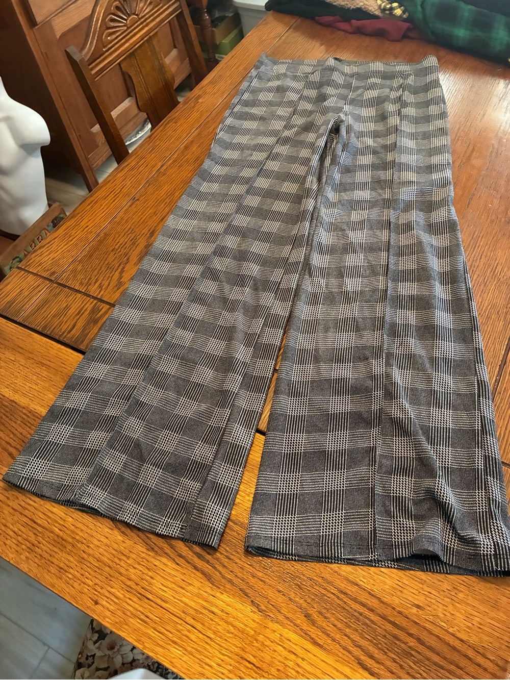 Fashion Nova Gray Plaid Wide Leg Pants